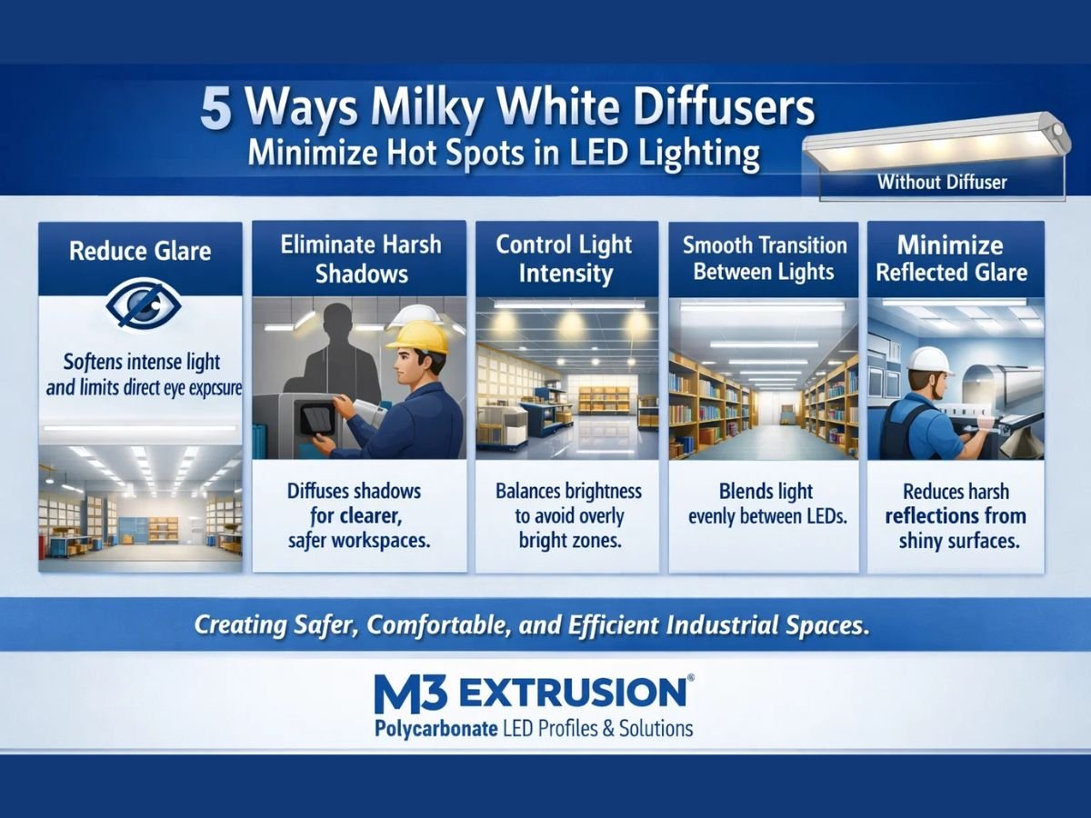 Milky White Diffusers Reduce Hot Spots in LED Lighting