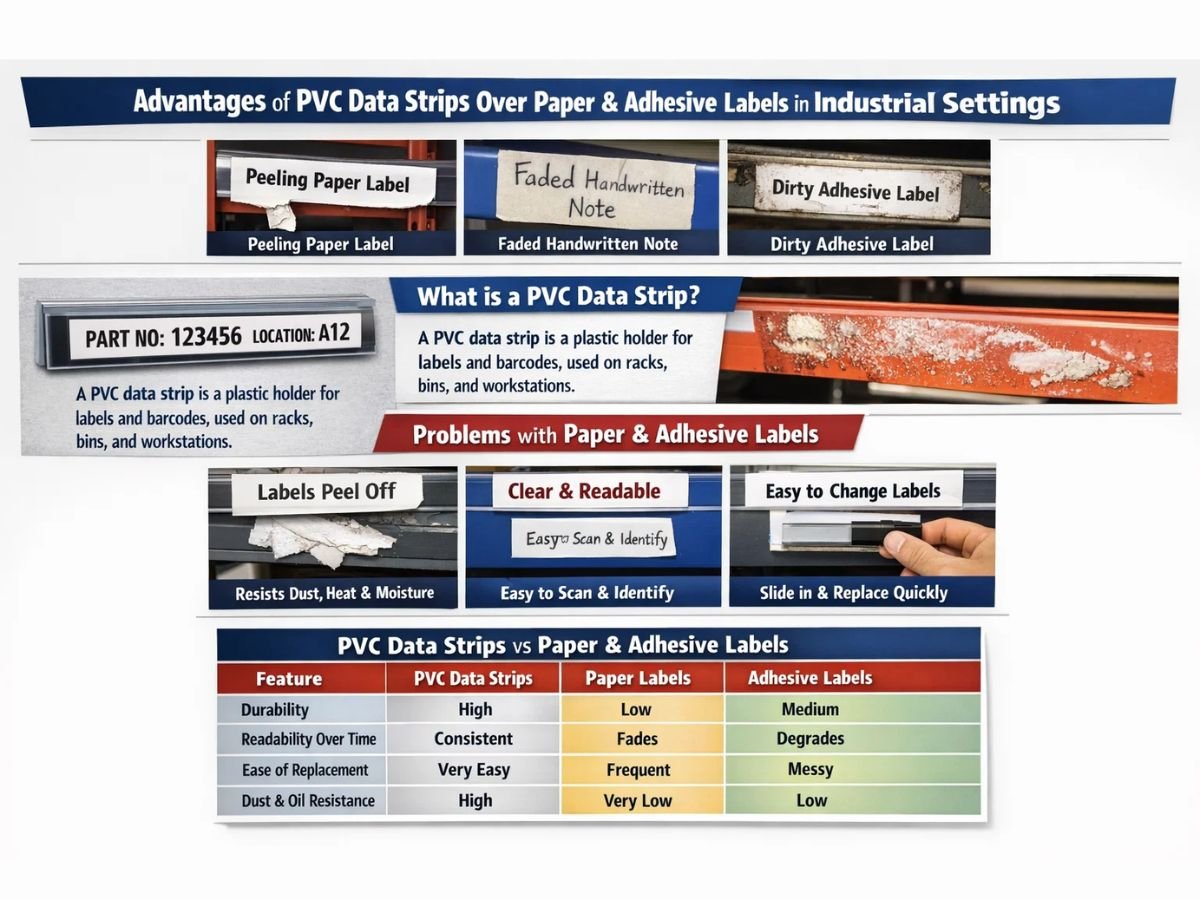 PVC Data Strips Over Paper or Adhesive Labels in Industrial Settings