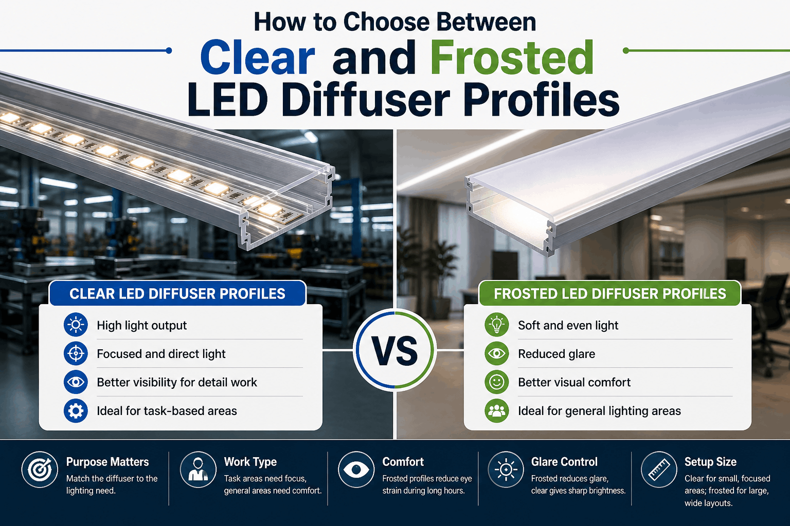 how to choose between clear and frosted LED diffuser profiles