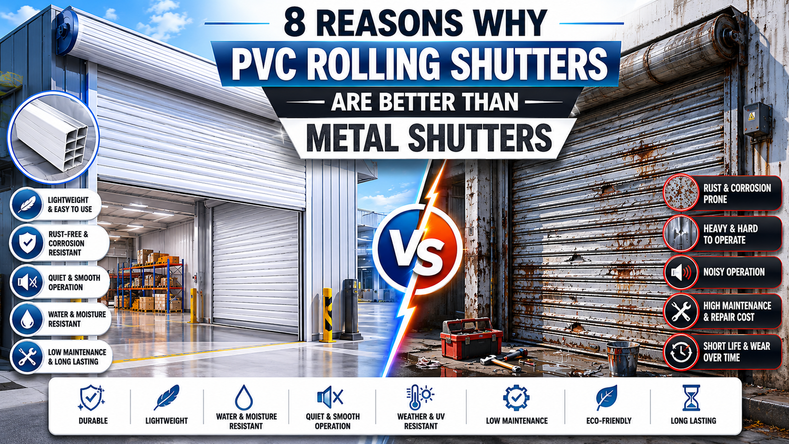 PVC Rolling Shutters VS Metal Shutters