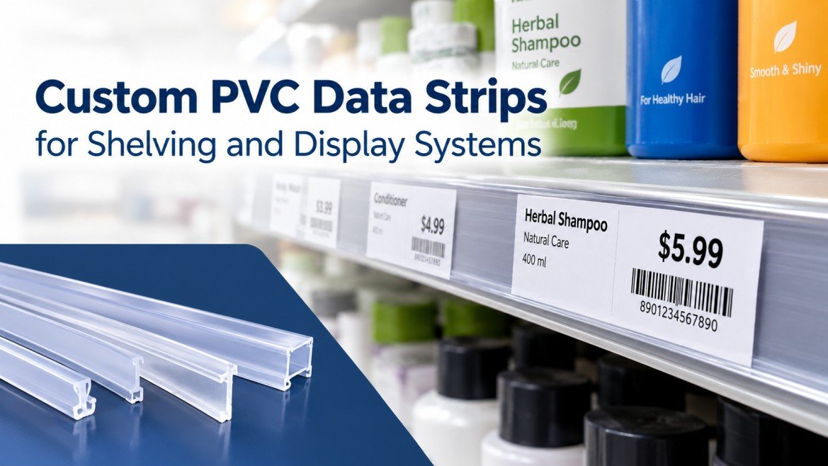 Custom PVC Data Strips for Shelving and Display System Use